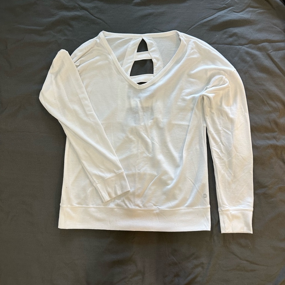 White Long Sleeve Top with Cutout Back